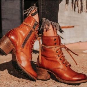 Freebird Brown Lace Up Leather Boots